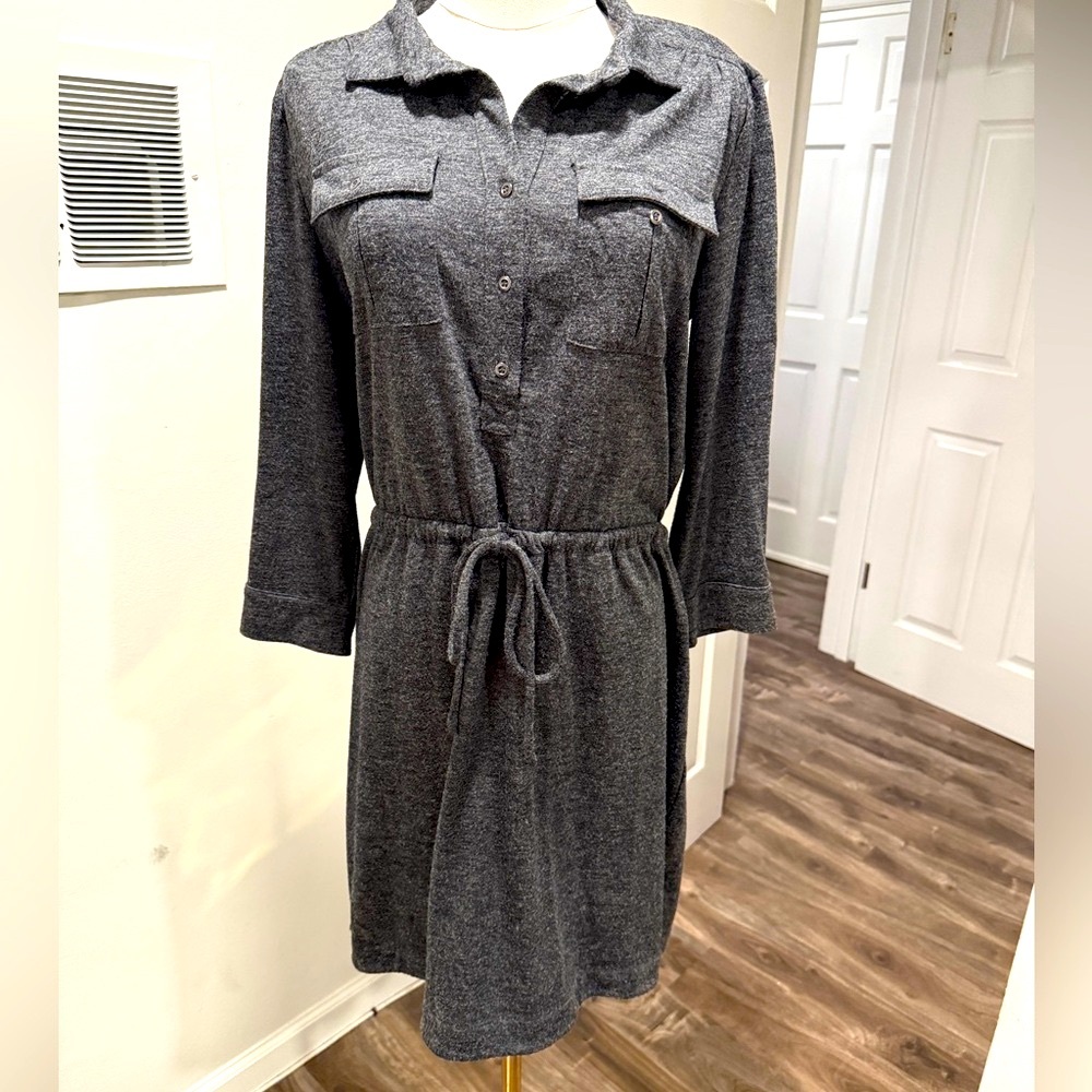 LOFT Charcoal Gray Shirt Dress – Size M